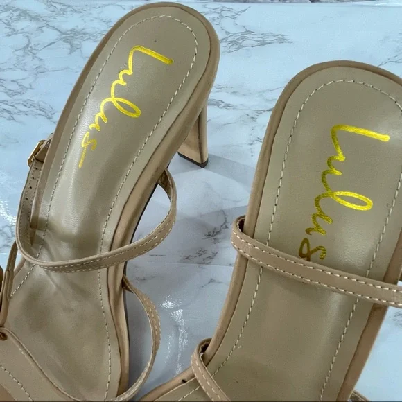 Lulu’s Jayjae Light Nude Square Toe Buckled High Heel Sandals Size 10 - Picture 7 of 9